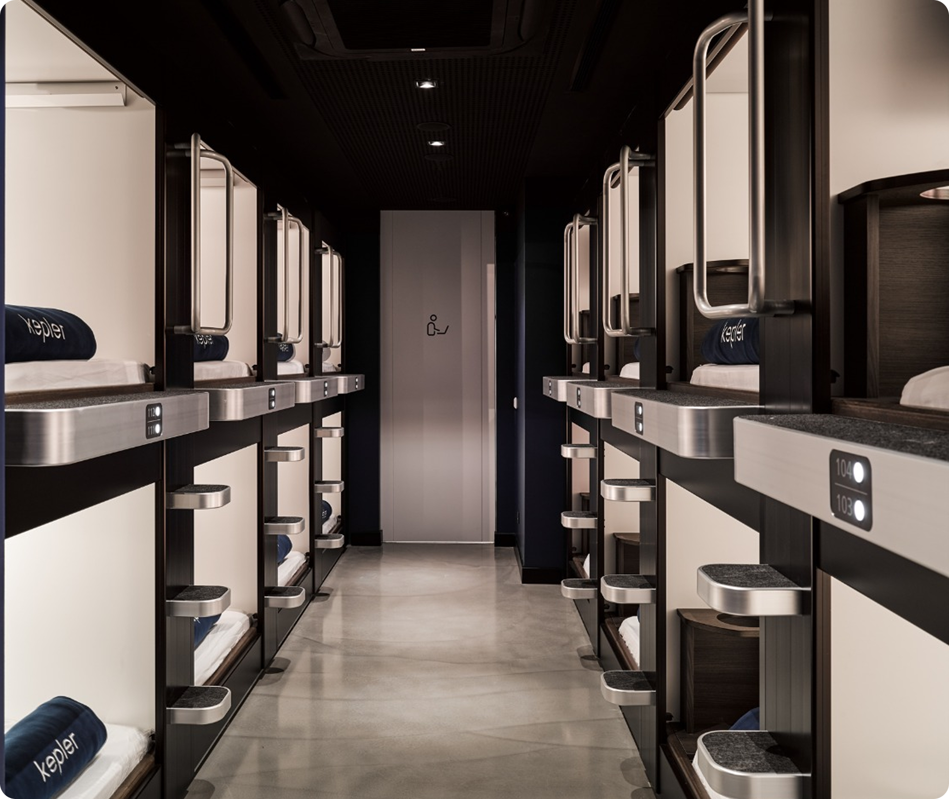 Row of sleeping pods