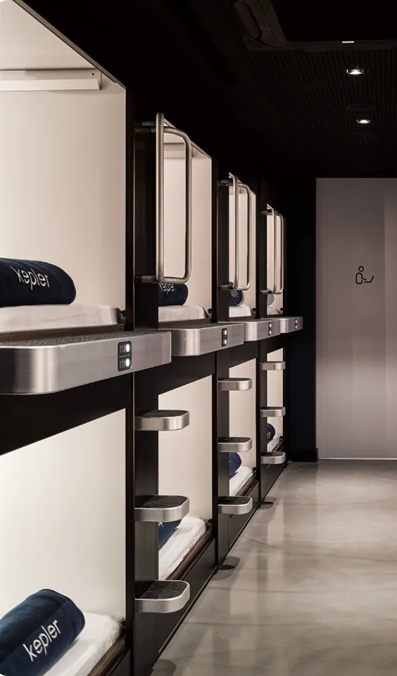 Row of sleeping pods
