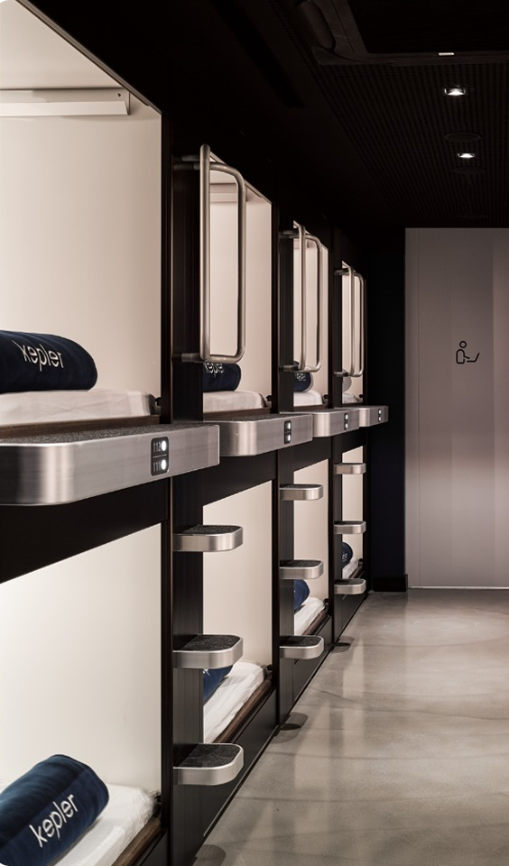 Row of sleeping pods