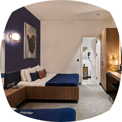VIP room with 2 king-sized beds, offering luxury and comfort for guests.