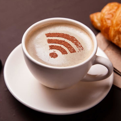 Photo highlighting free Wi-Fi and coffee provided to all guests for a comfortable experience.